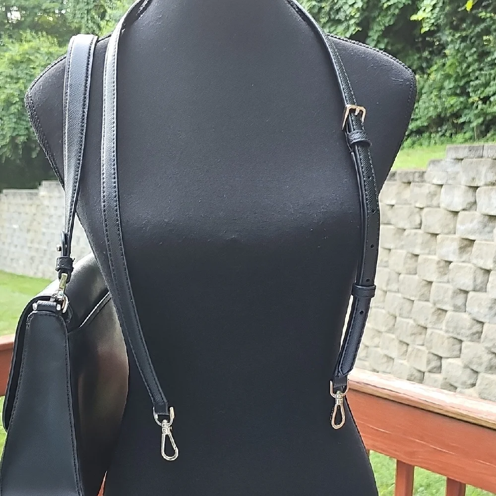 Kate Spade New York Staci Saffiano Leather Flap Shoulder Bag, Black - Picture 4 of 10